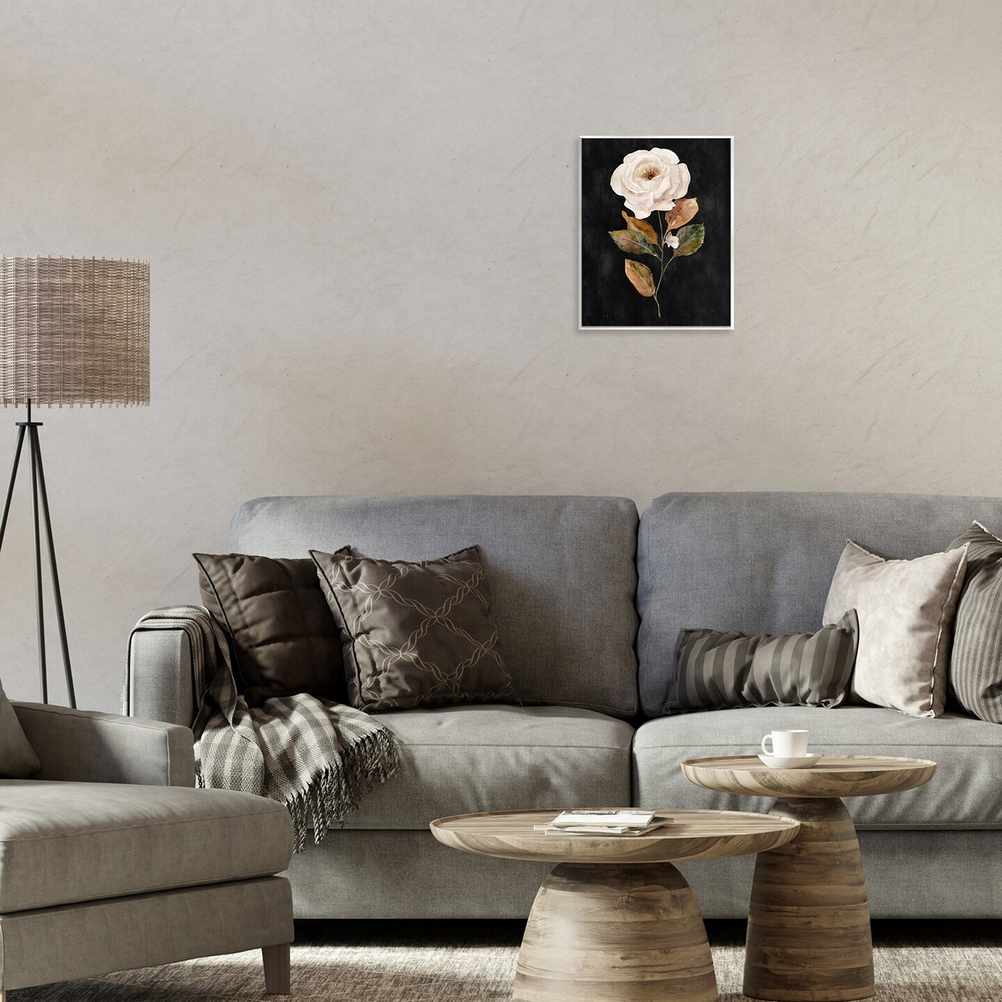 Stupell Industries White Rose on Black Wall Plaque Art Design by Livi Finn