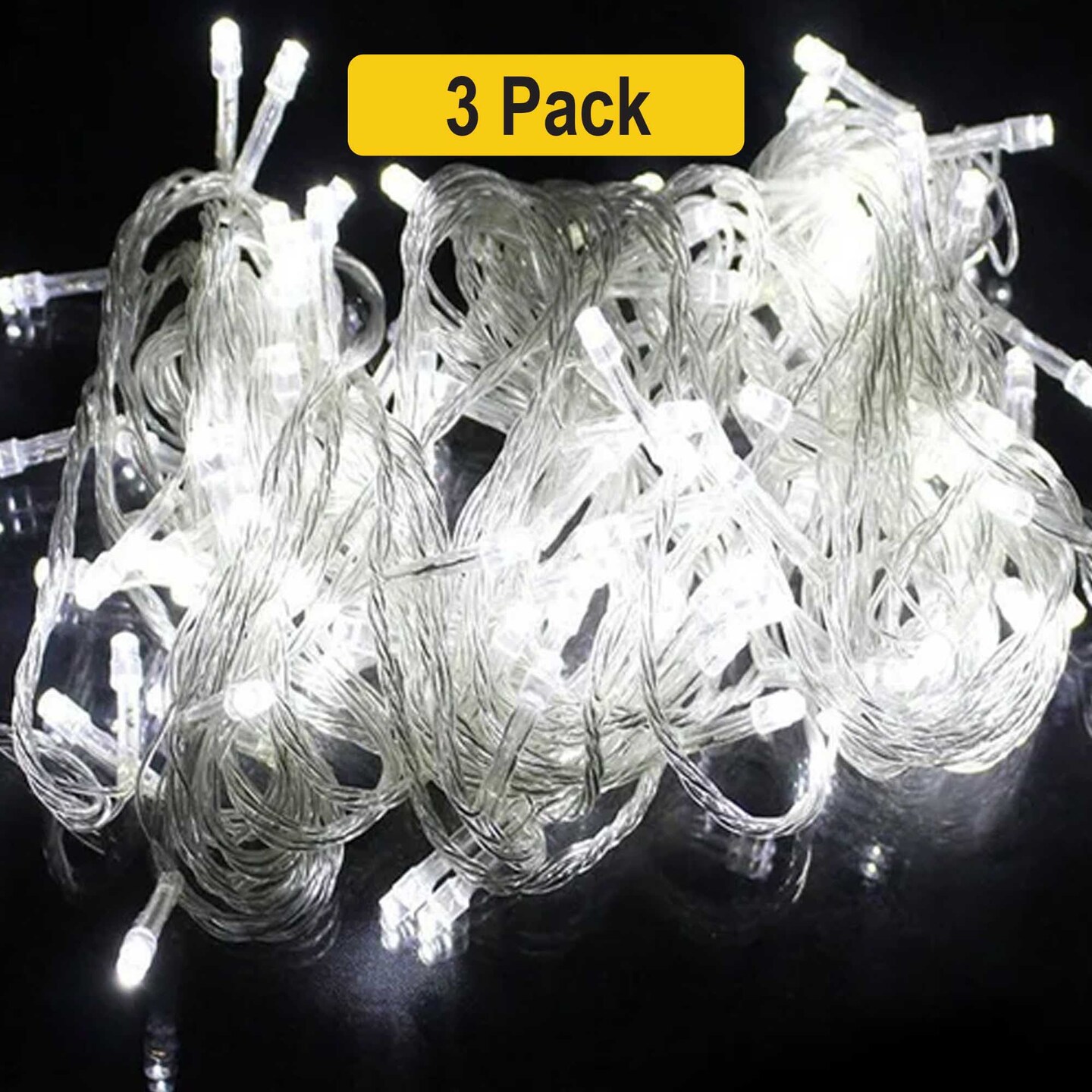 300 LED Clear Cable String Lights, 96ft &#x2014; Indoor &#x26; Outdoor, 8 Modes, Plug-In