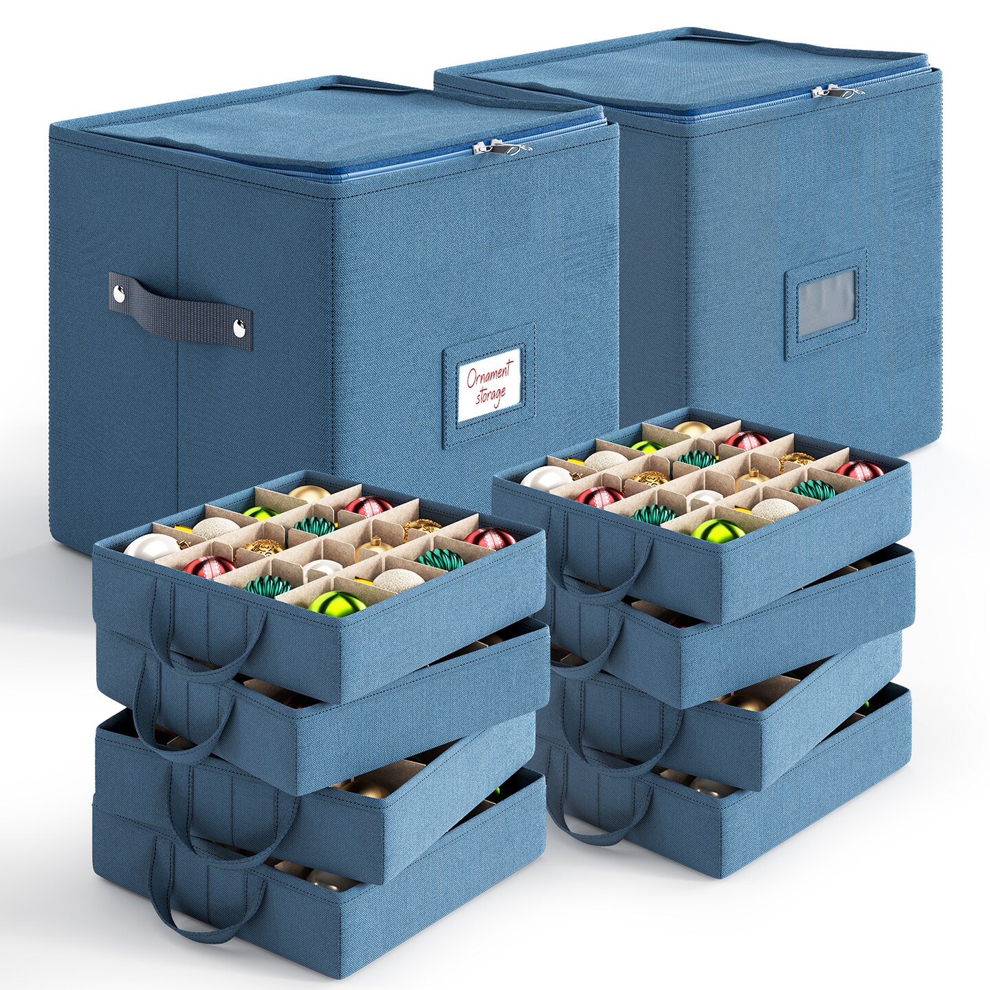 Hearth & Harbor Christmas Ornament Storage Box With 4 Inner Tray Dividers