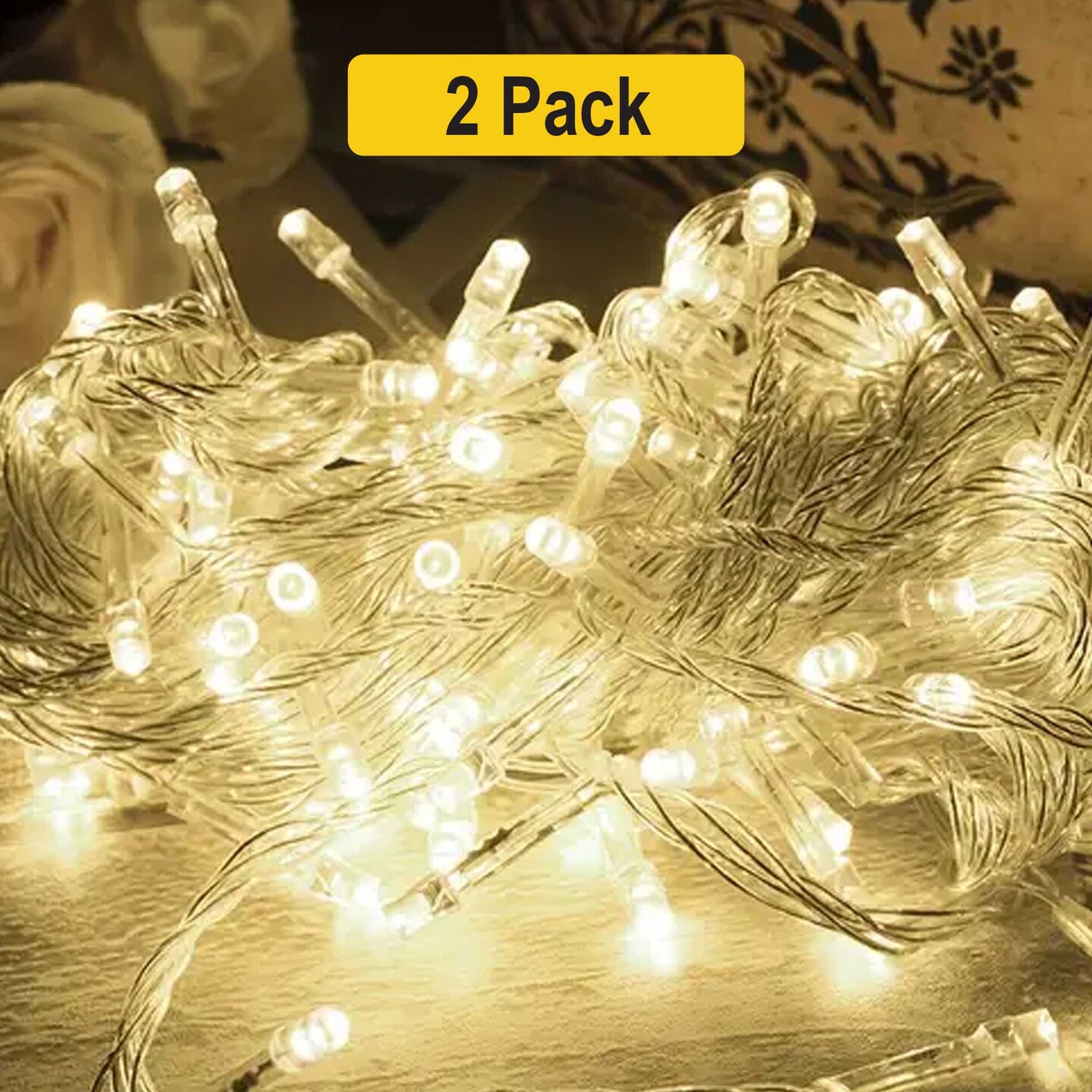 400 LED Clear Cable String Lights — 96ft Plug-In, 8 Modes, Indoor/Outdoor Decor