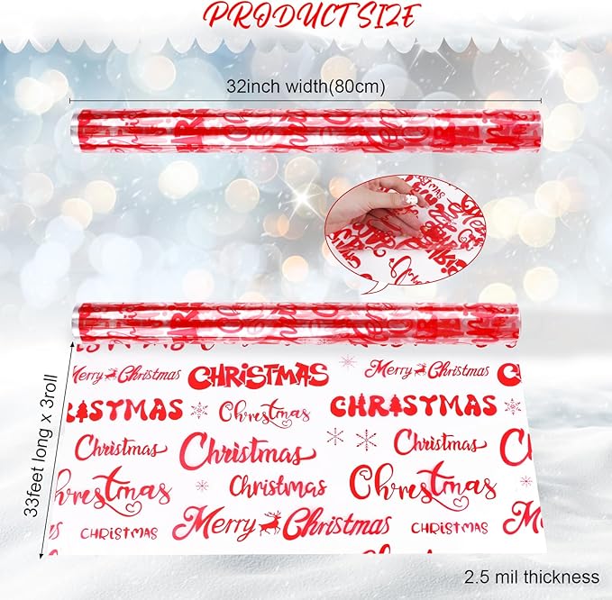 Christmas Cellophane Wrap Clear Cellophane Wrap Roll Treat Gift Basket Wrapping Cellophane Paper for Christmas Party Decoration