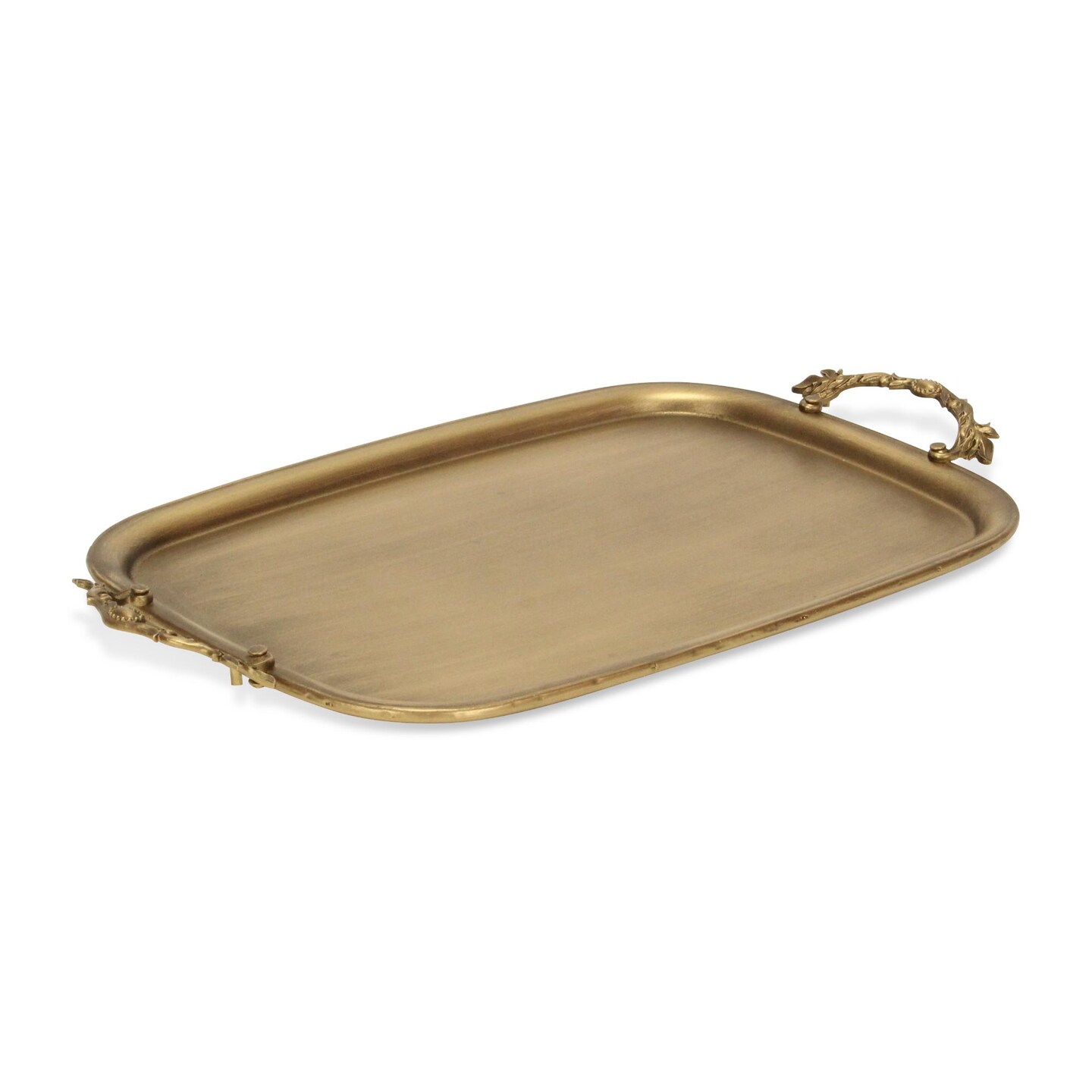 Contemporary Home Living Metal Serving Tray with Handles - 18.75&#x22; - Gold