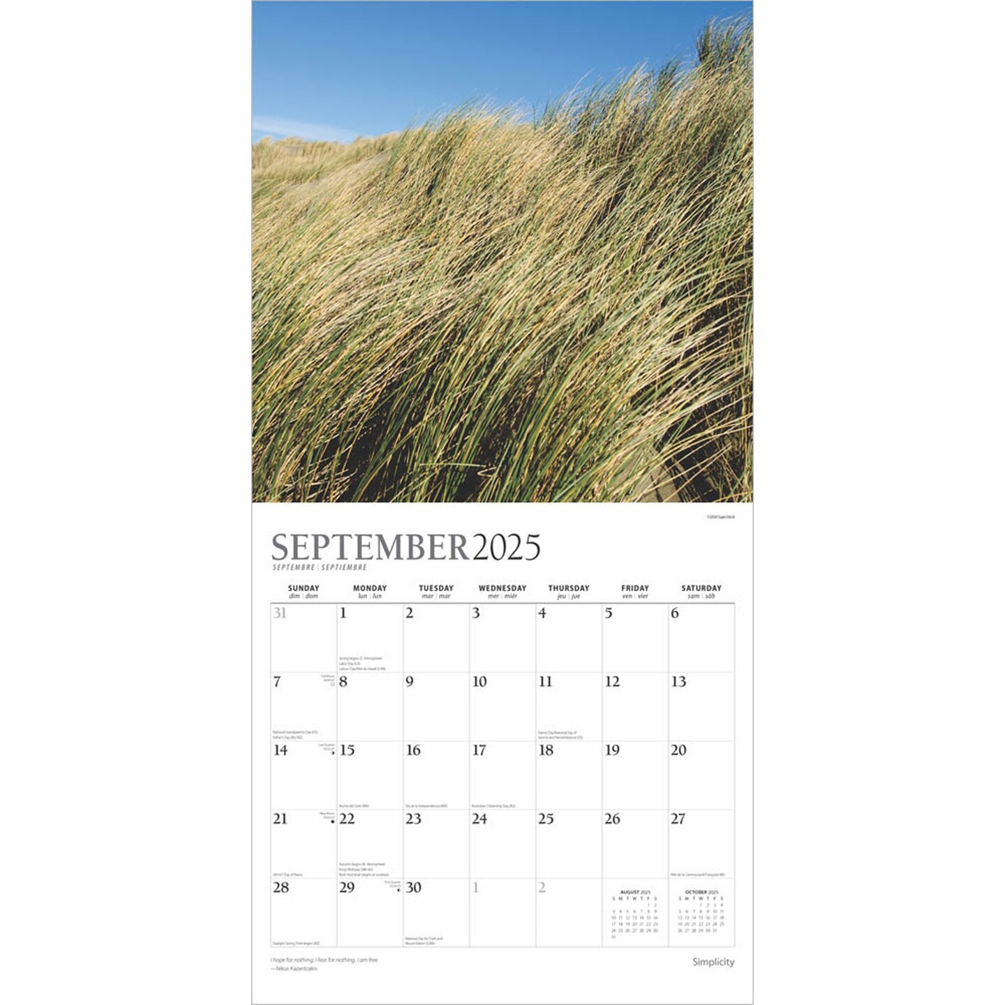 Simplicity | 2025 12 x 24 Inch Monthly Square Wall Calendar | Foil Stamped Cover | Plato | Inspiration Photography 
