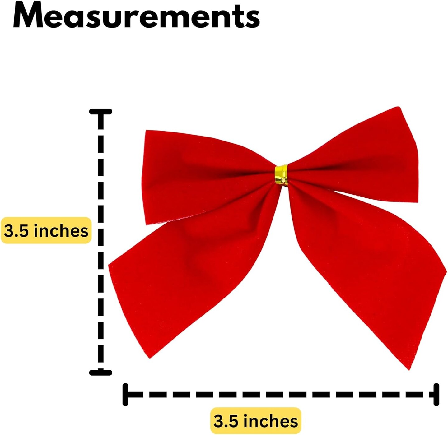 Mini Small Velvet Bows, Red, 3.5 x 3.5-Inch, 72-Pack