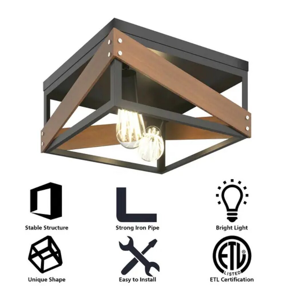Living Room Adjustable Rustic Ceiling Geometric Lamp with Iron Shade
