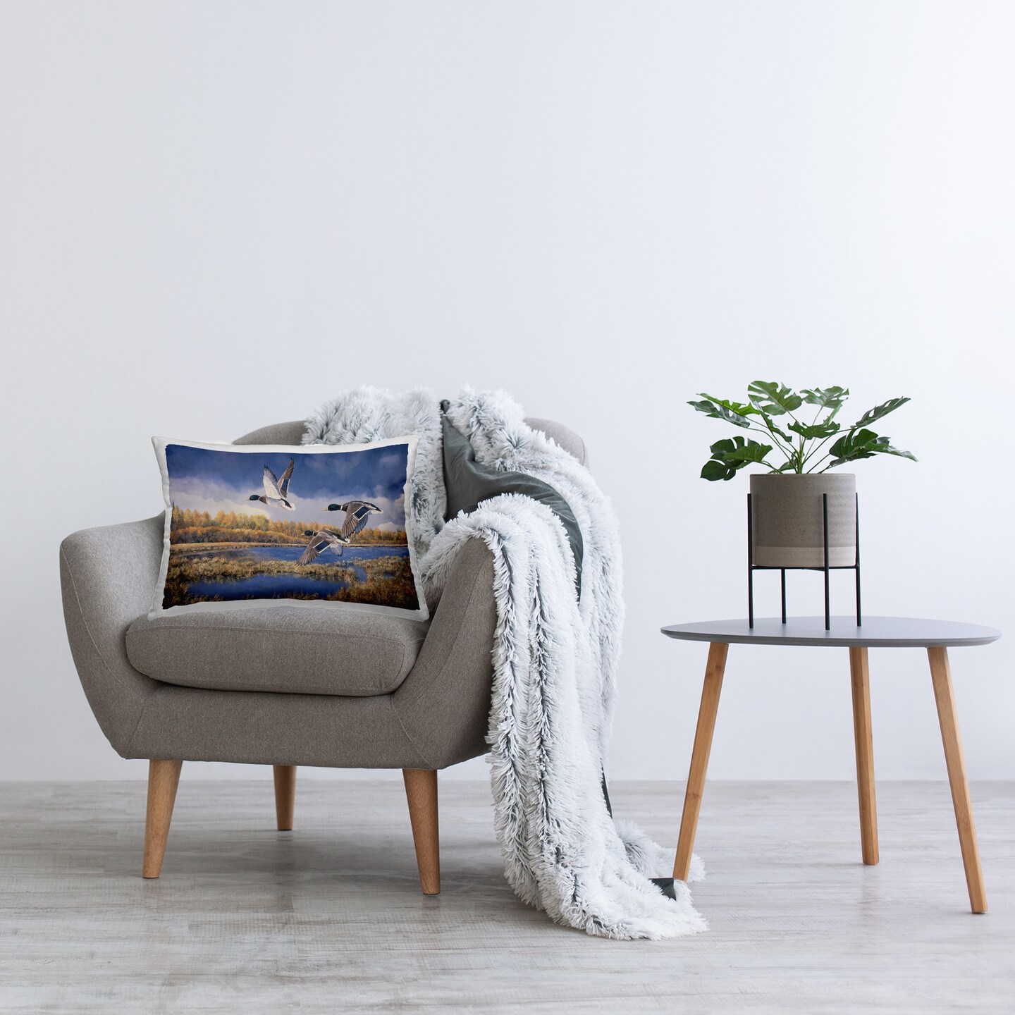 Ducks Heading South Decorative Printed Throw Pillow Design by Andrew Kiss, 14 x 7 x 20