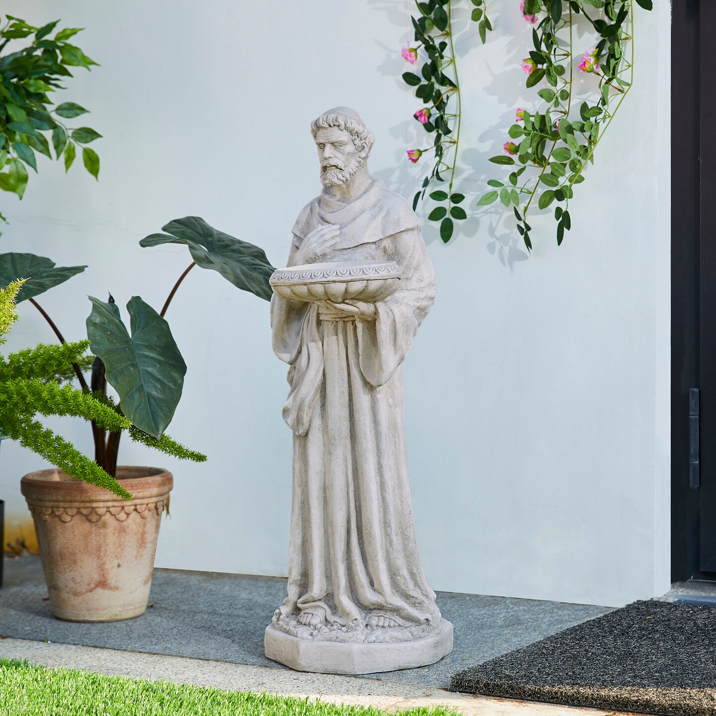 32.75&#x22;H MGO St. Francis Garden Statue with Birdfeeder
