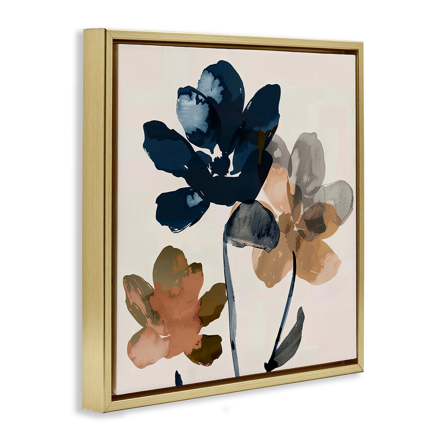 Stupell Industries Abstract Earth Tone Blooms Framed Floater Canvas Wall Art Design by Irena Orlov