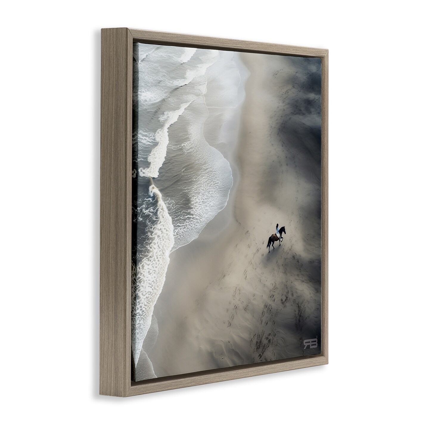 Stupell Industries Aerial Beach View Horse Framed Floater Canvas Wall Art Design by RB