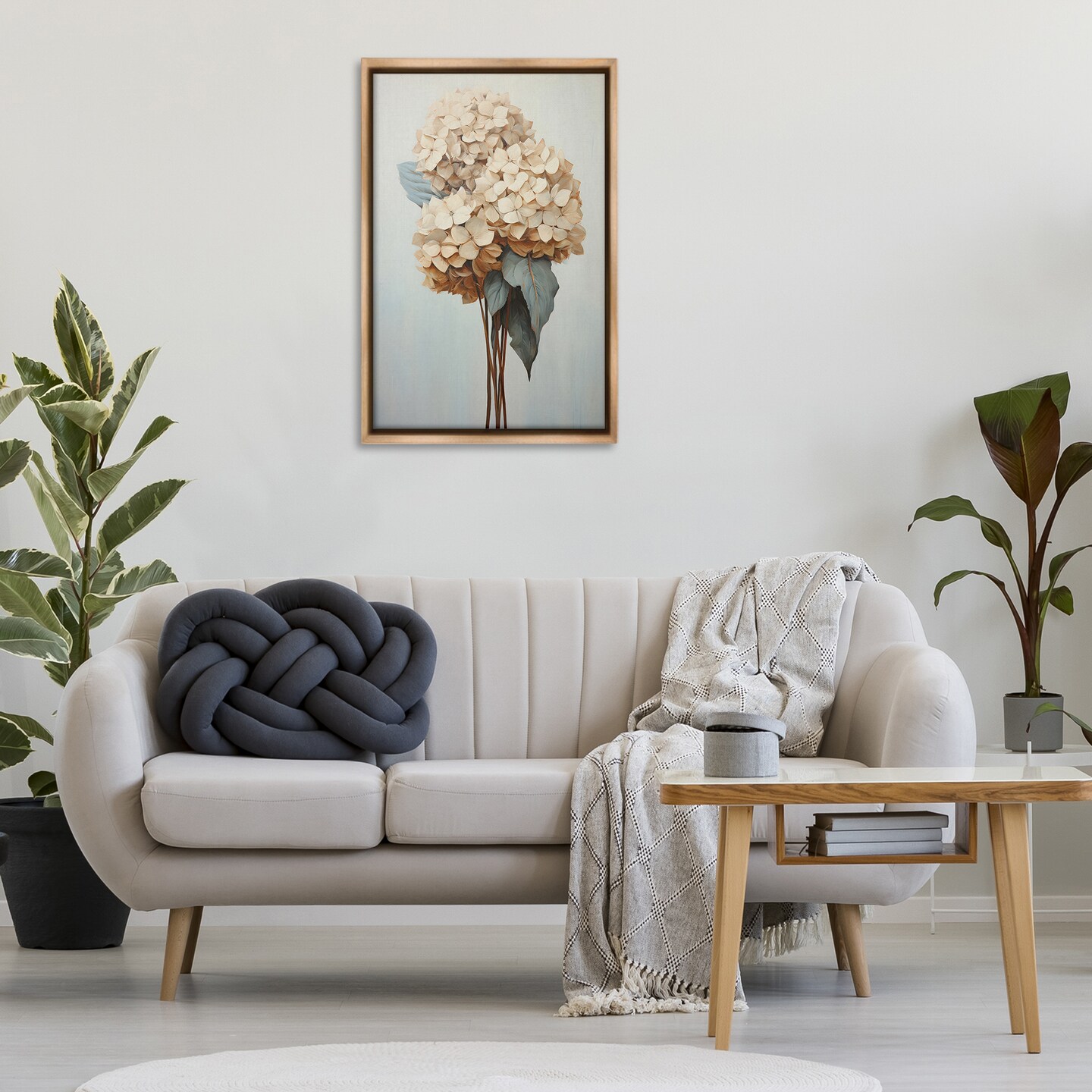 Stupell Industries Vintage Hydrangea Florets Framed Floater Canvas Wall Art Design by Petals Prints Design