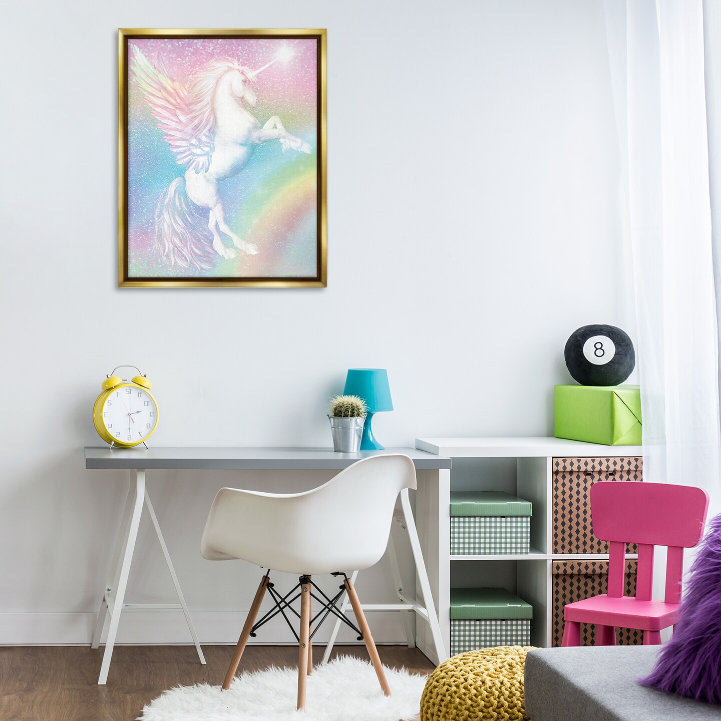 Stupell Industries Pastel Glitz Unicorn Framed Floater Canvas Wall Art Design by Reinders