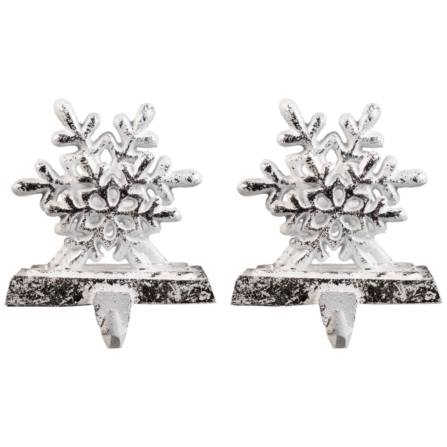 Northlight Double Snowflake Christmas Stocking Holders - 4.75&#x22; - Silver - Set of 2