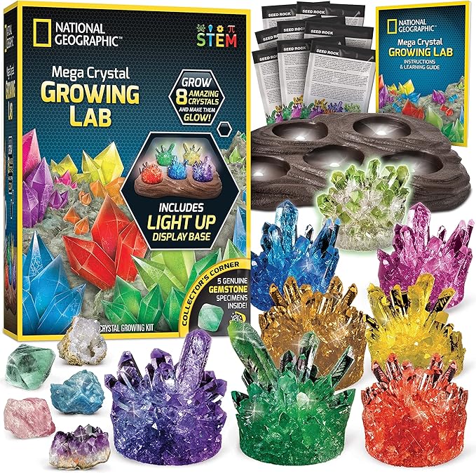 NATIONAL GEOGRAPHIC Mega Crystal Growing Kit for Kids Grow 8 Crystals with Light Up Stand Science Gifts for Kids 8 12 Crystal Making Experiment Science Kit for Girls and Boys Michaels