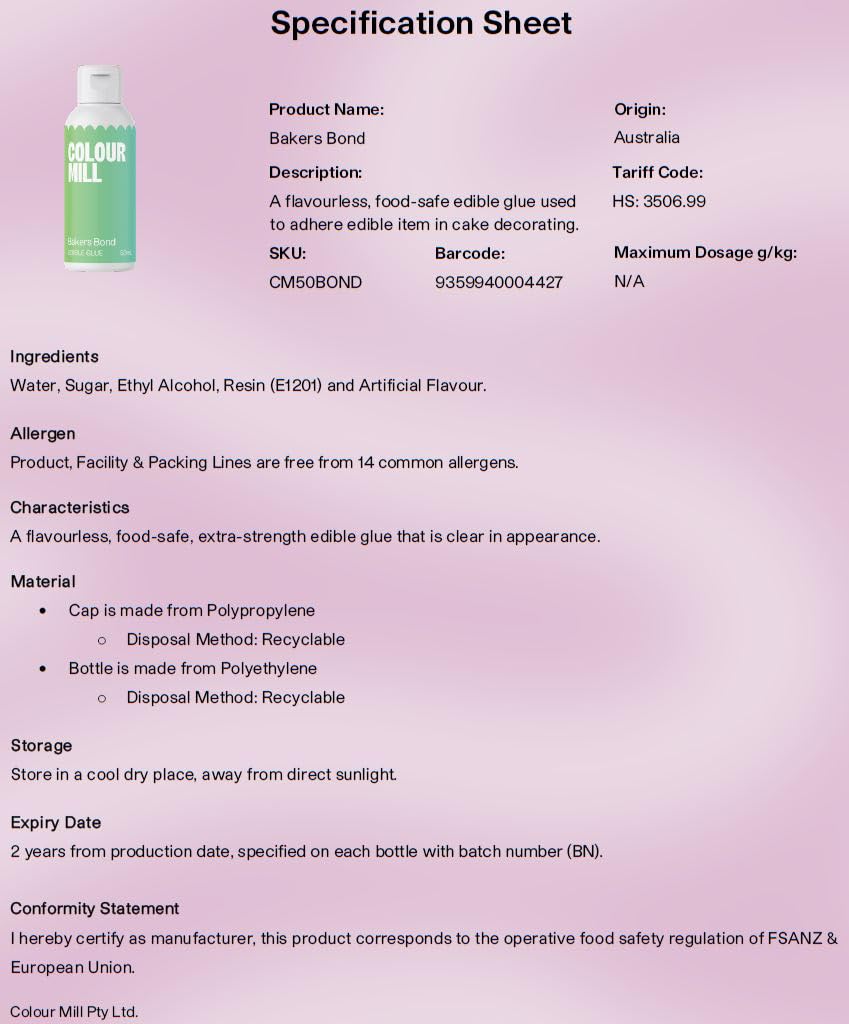 Edible Glue Cookie Decorating Supplies – 50 ML - Edible Adhesive for Baking, Decoration Bonding Gingerbread Frosting Decorating Supplies – Use with Fondant, Gum Paste, Chocolate, Marzipan