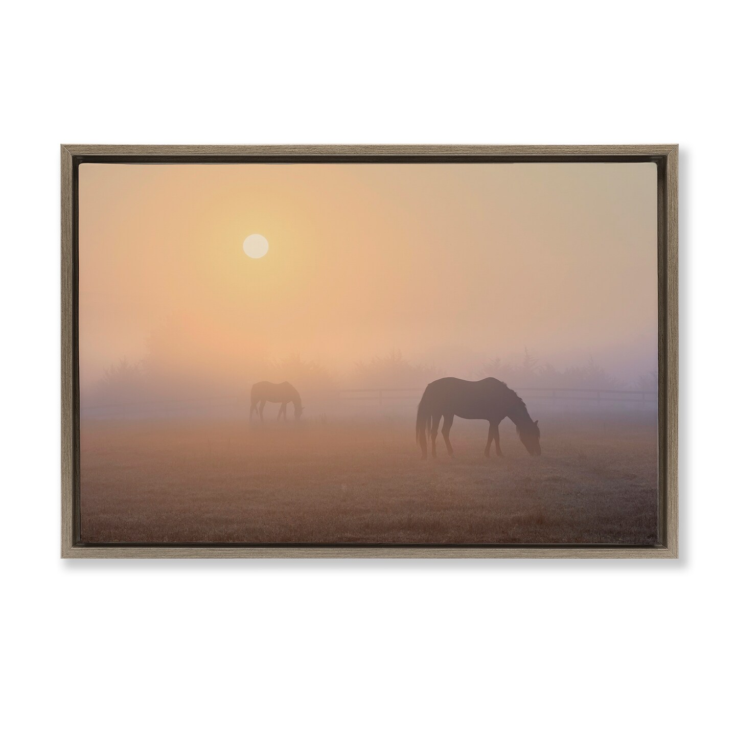 Stupell Industries Misty Sunlit Horses Framed Floater Canvas Wall Art Design by Marty Hulsebos