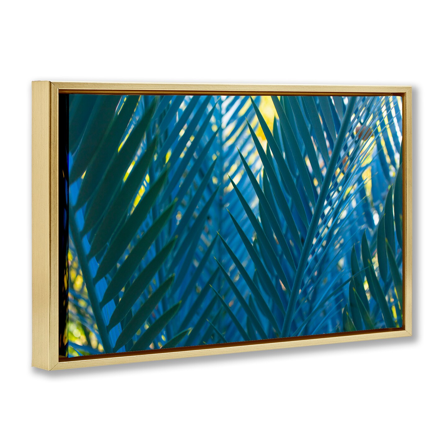 Stupell Industries Blue Palm Fronds Framed Floater Canvas Wall Art Design by Carol La Barge