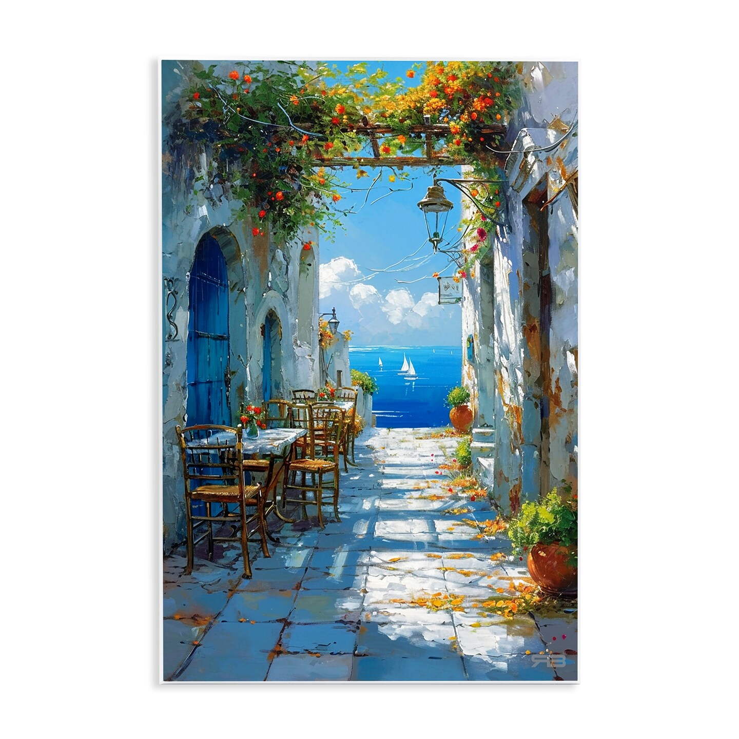 Stupell Industries Quaint Alley by Sea Wall Plaque Art Design by RB