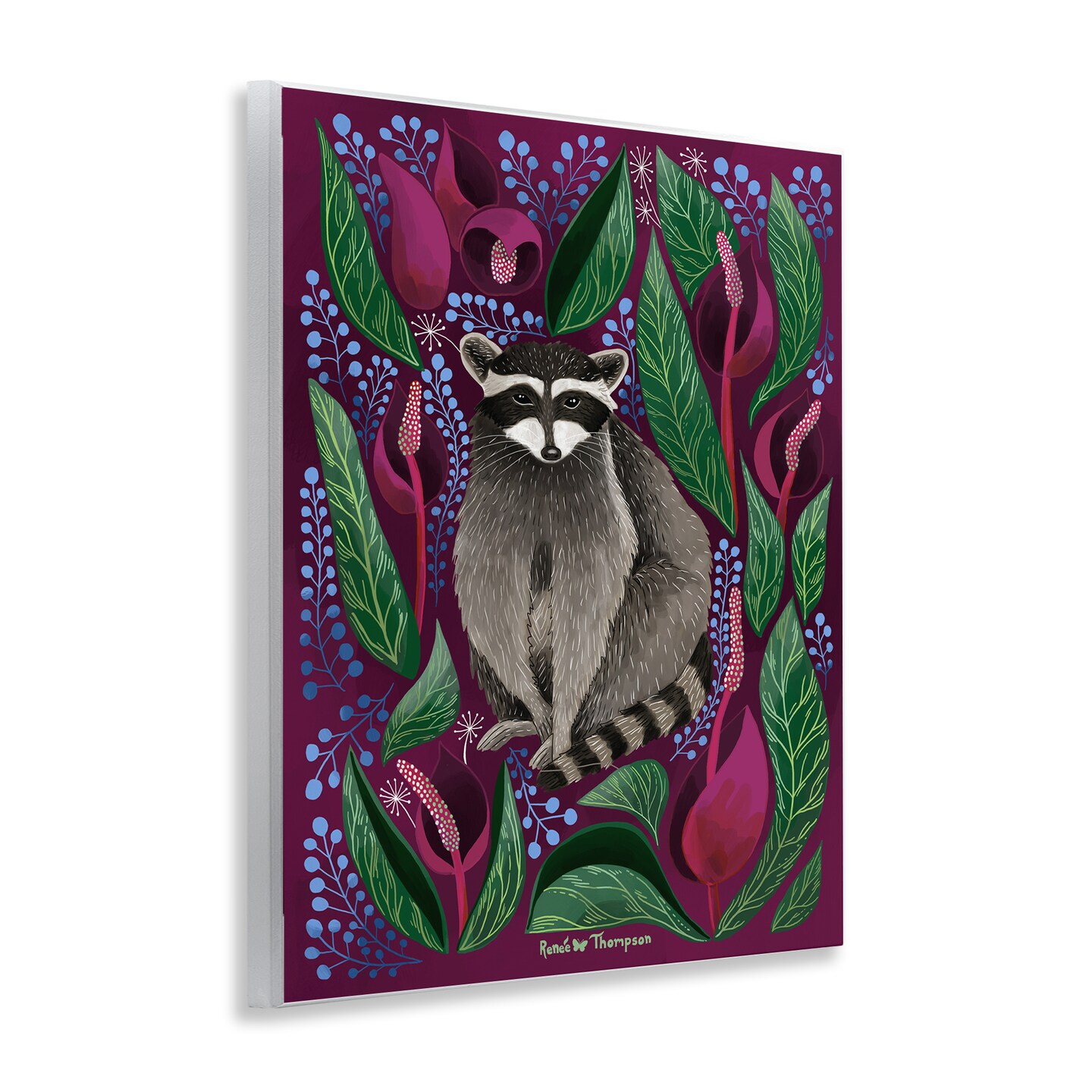 Stupell Industries Raccoon &#x26; Cabbage Leaves Wall Plaque Art Design by Renee Thompson