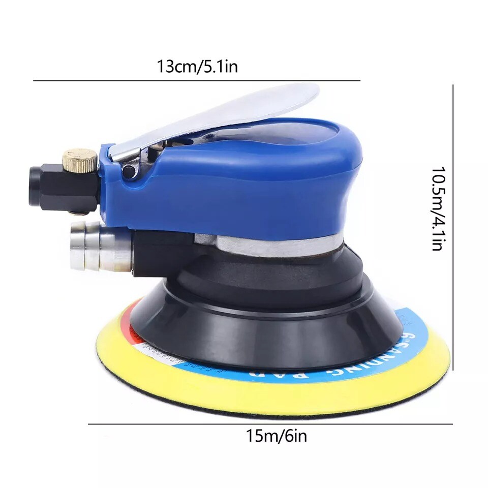 6&#x22; Air Palm Orbital Sander Tool Hand Sanding Pneumatic Round 10000 RPM Auto DIY