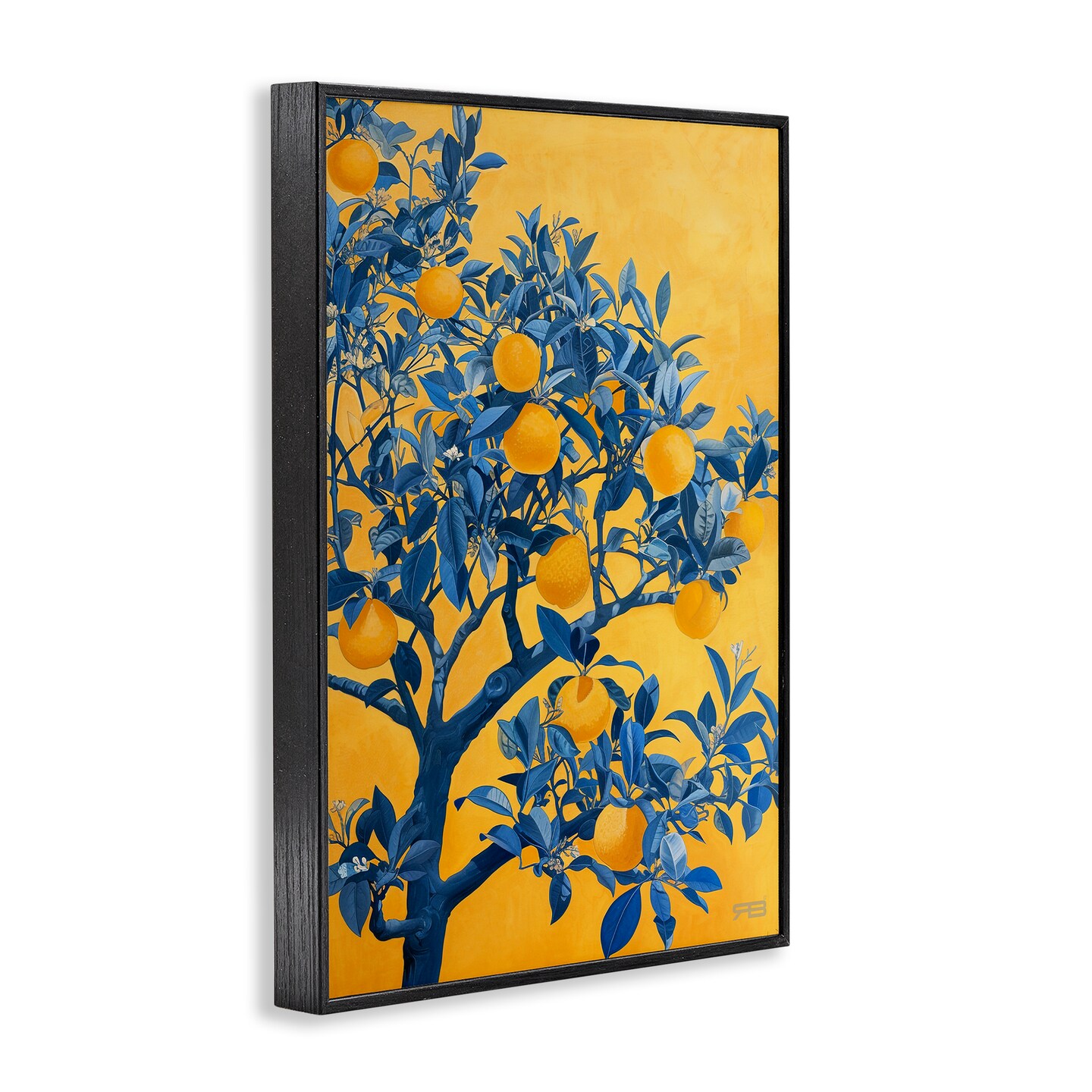 Stupell Industries Lemon Tree on Orange Framed Giclee Wall Art Design by RB
