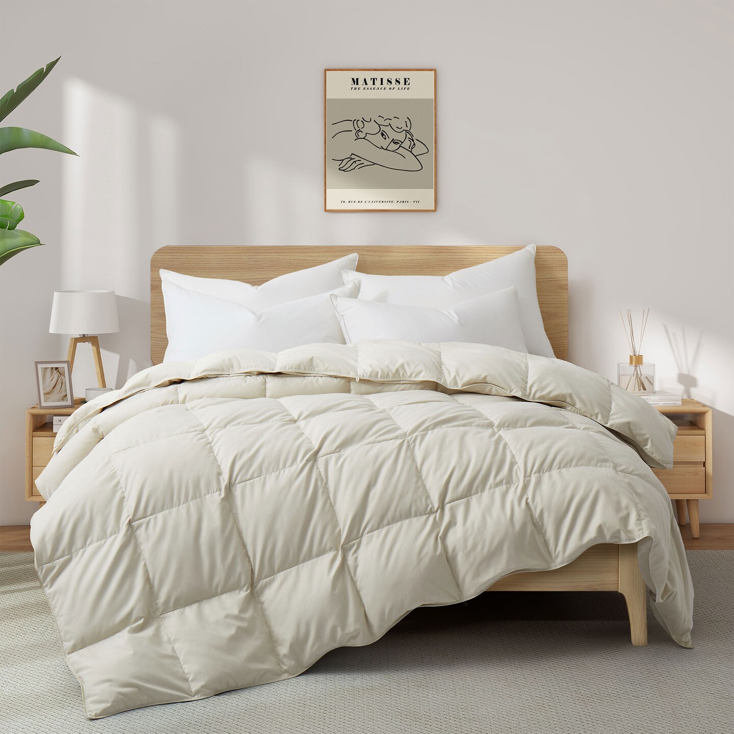 Puredown Lightweight White Goose Feather Down Comforter Oversize Twin Queen King