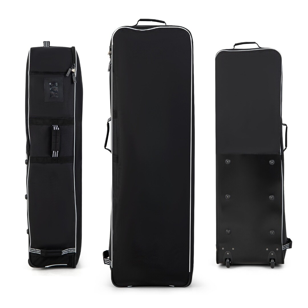 Black Soft-Sided Golf Travel Bag with Wheels and Keyhole for Padlocking