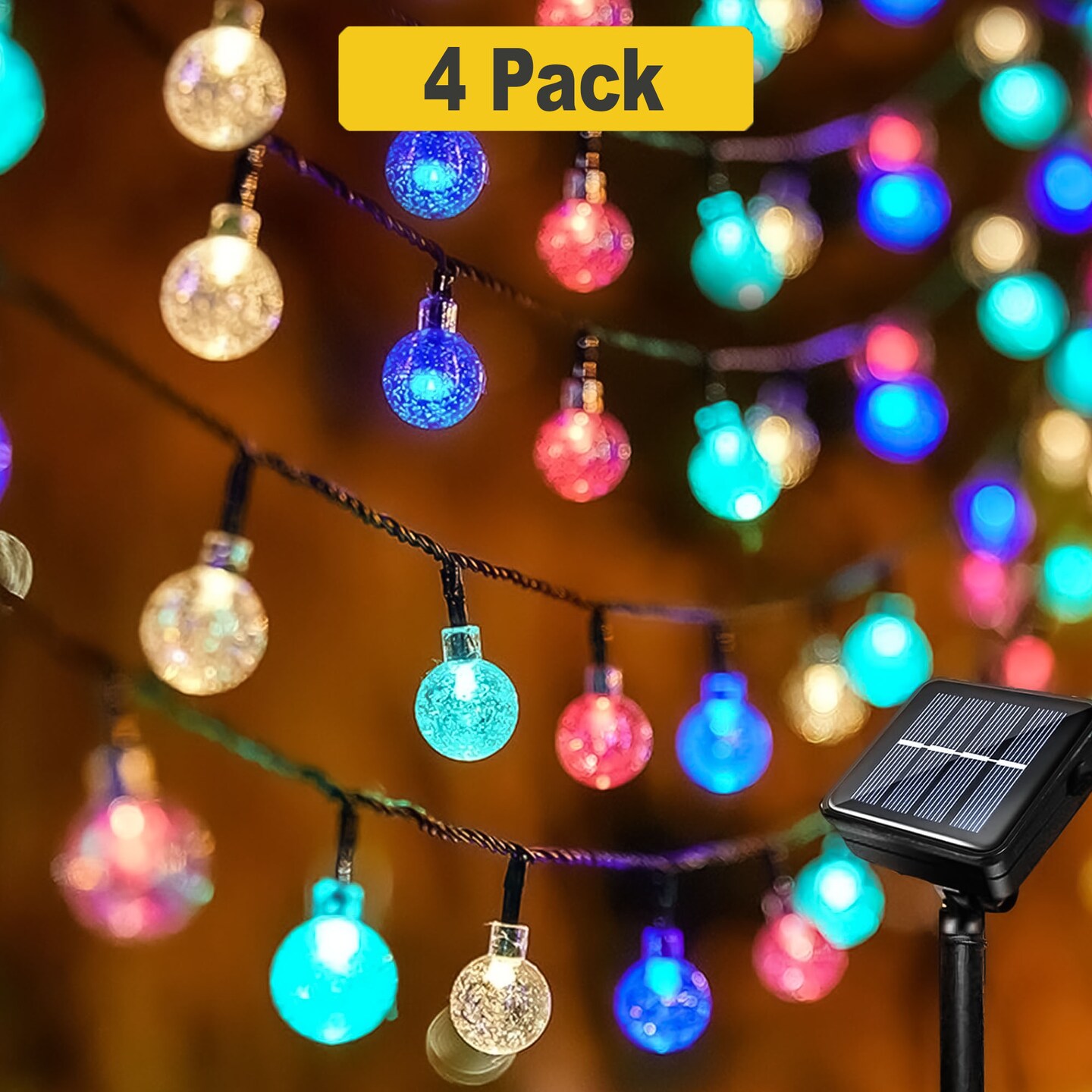 Outdoor 30 LED Bubble Globe Solar String Lights with 8 Modes