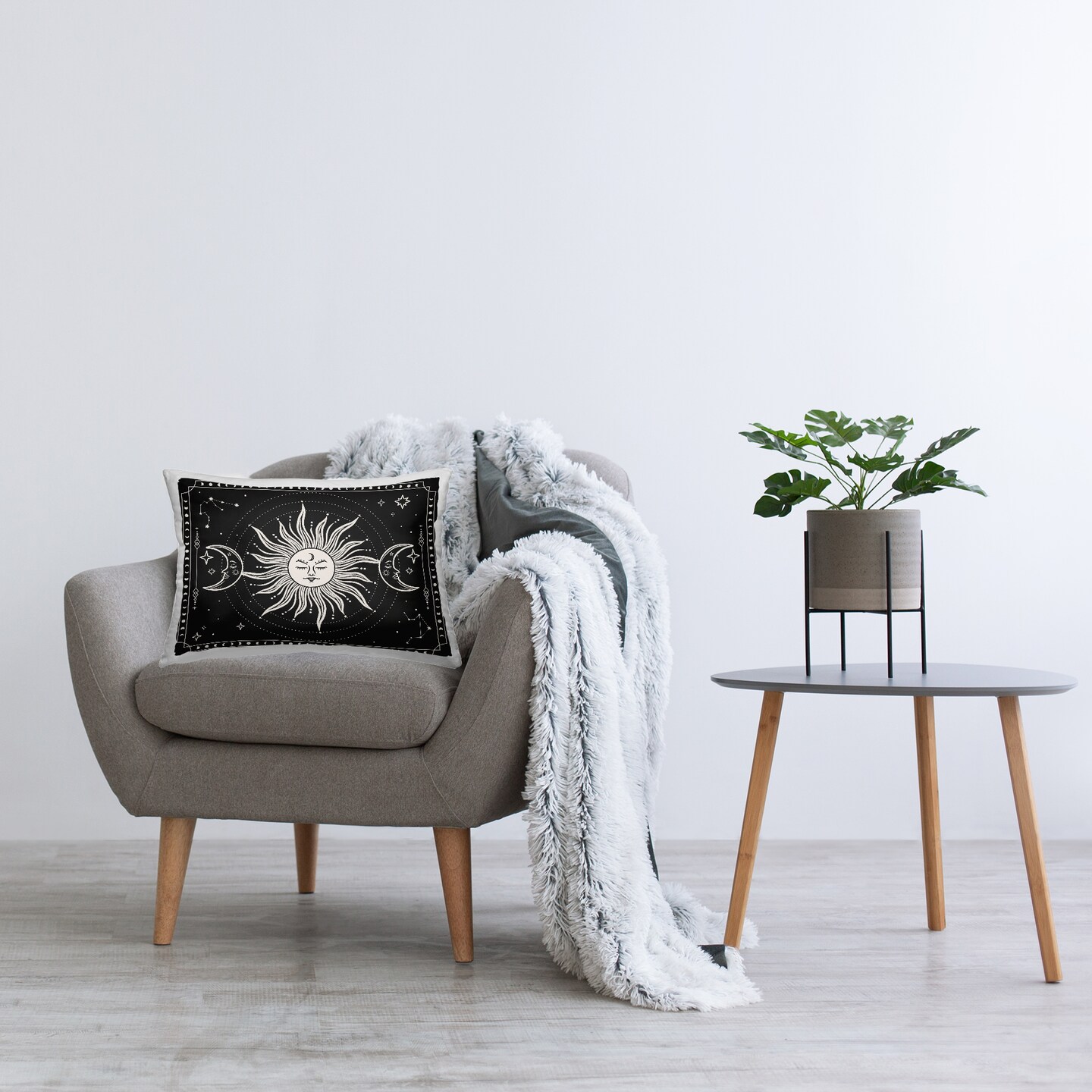 Astrology Sun & Moon Pattern Decorative Printed Throw Pillow Design by JJ Design House LLC, 14 x 7 x 20