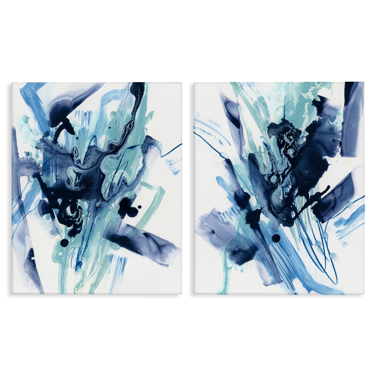 Stupell Industries Abstract Blue Splash 2 pc Canvas Wall Art Set Design by June Erica Vess