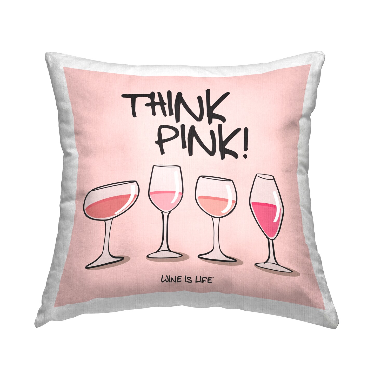 Think Pink Champagne Decorative Printed Throw Pillow Design by WIL, 18 x 7 x 18