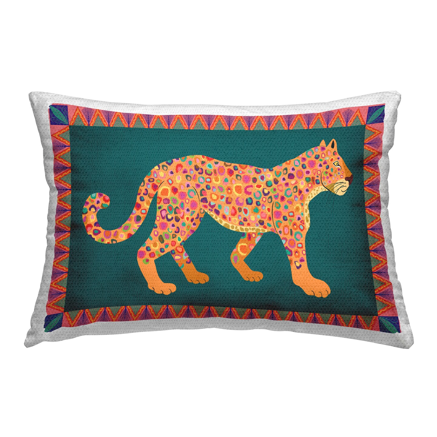 Bold Patterned Lion Outdoor Printed Pillow Design by Darlene Seale, 14 x 7 x 20