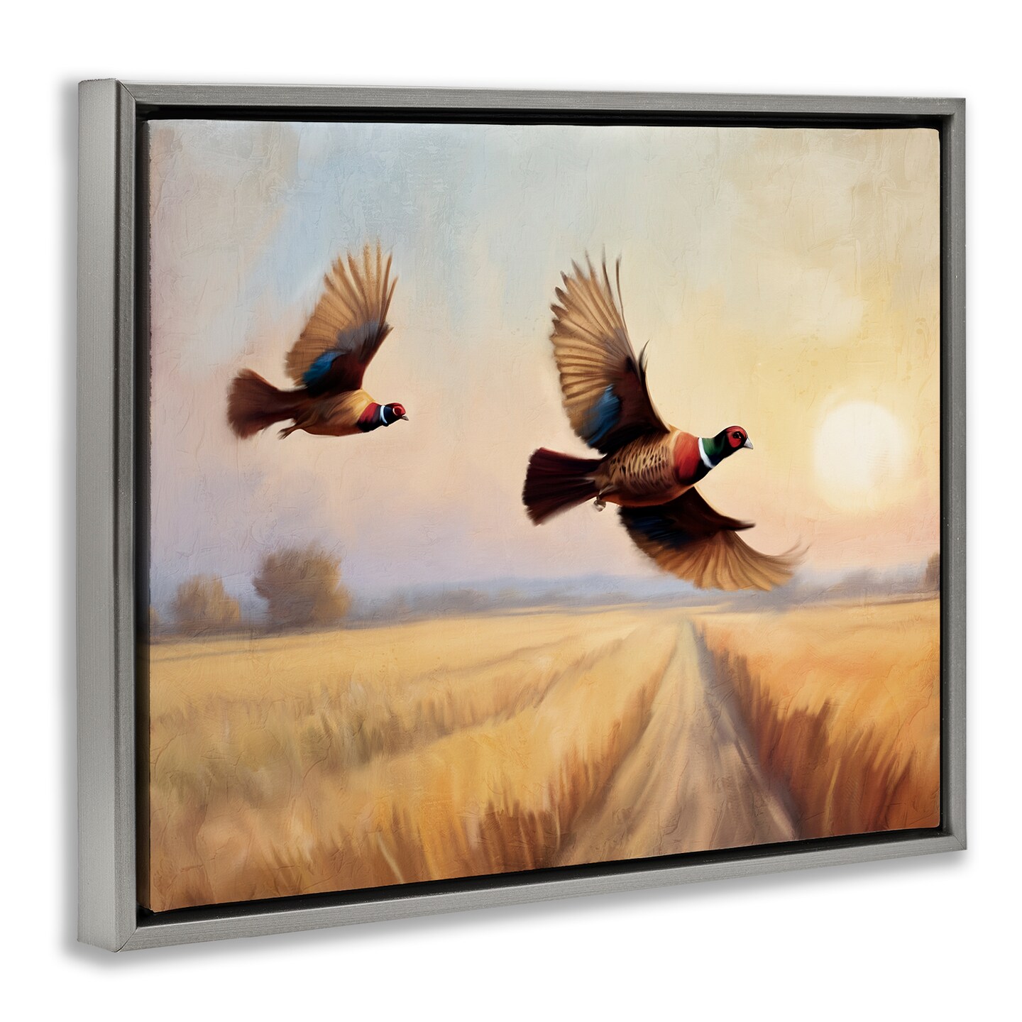 Stupell Industries Fall Flight Pheasants Framed Floater Canvas Wall Art Design by Kim Allen