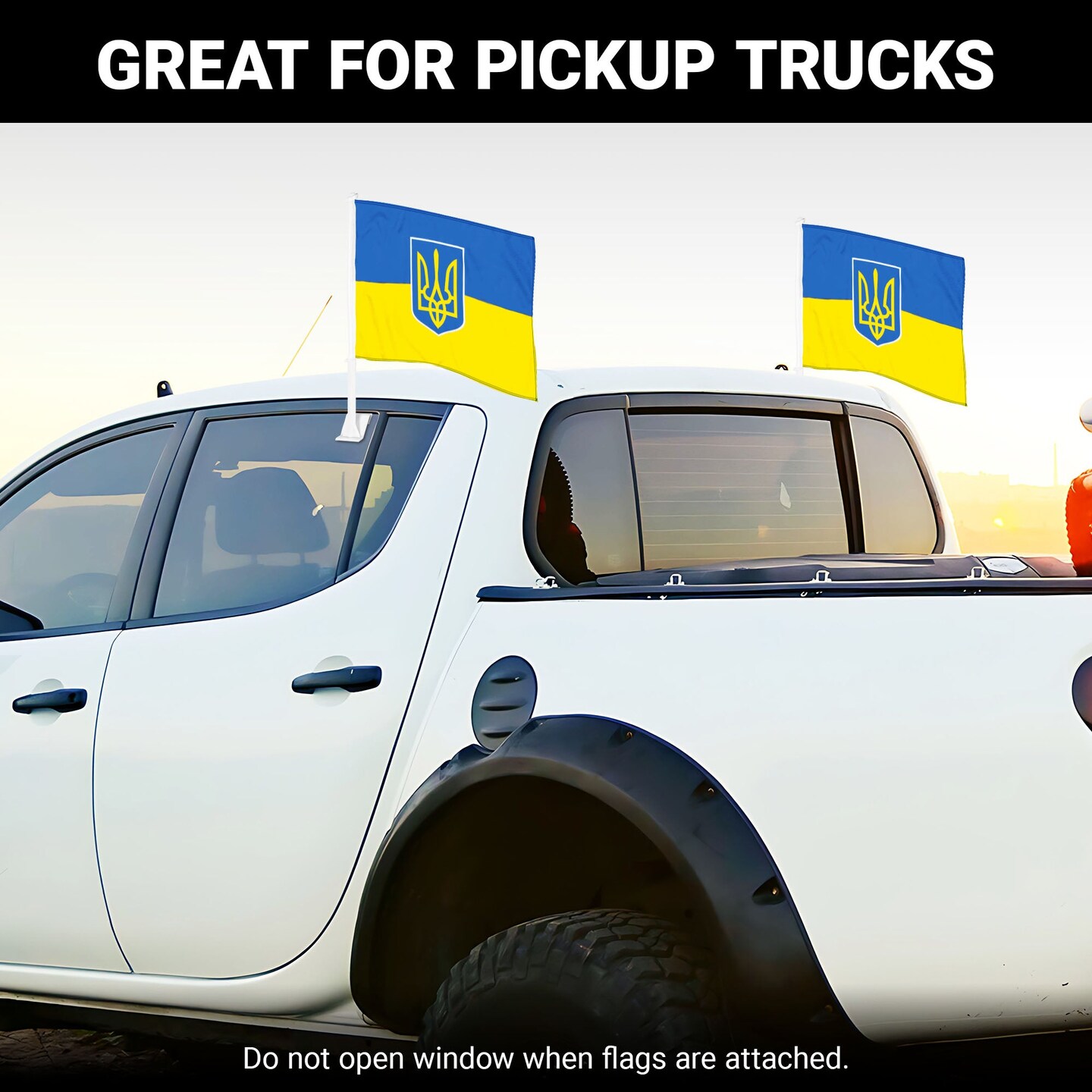 G128 2 Pack: Ukraine Ukrainian Coat of Arms Car Flag | 11x17 In | Double LiteWeave Pro Series Double Sided Printed 150D Polyester | Flagpole Included | Perfect for Festival Celebrations, Parades