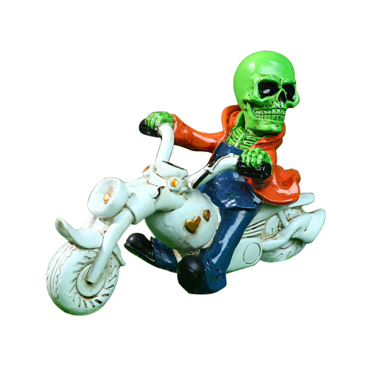 Halloween Skeleton Figurine Resin Skull Motorcycle Statue Spooky Desktop Centerpiece For Halloween Thanksgiving