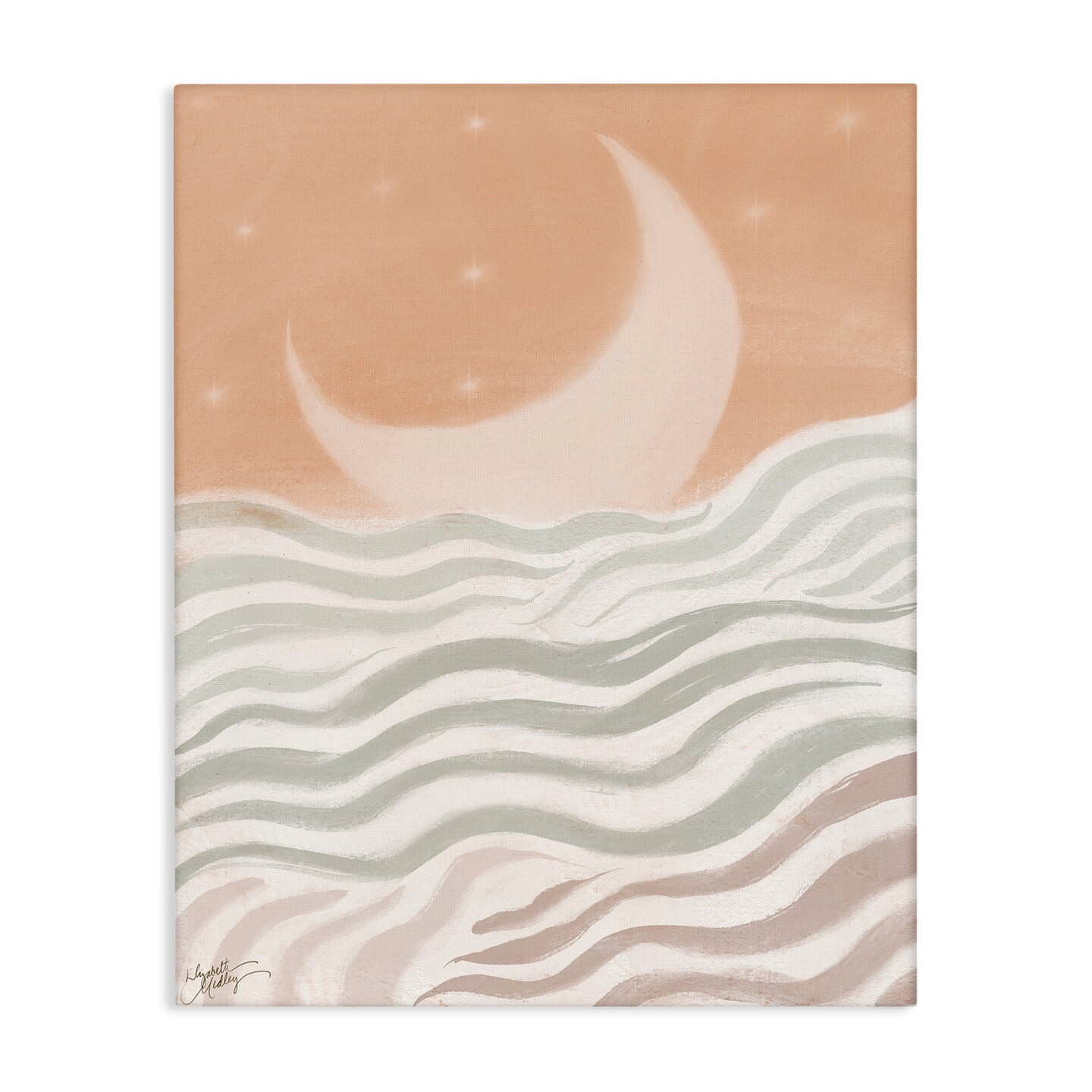 Stupell Industries Crescent Moon over Sea Canvas Wall Art Design by Elizabeth Medley