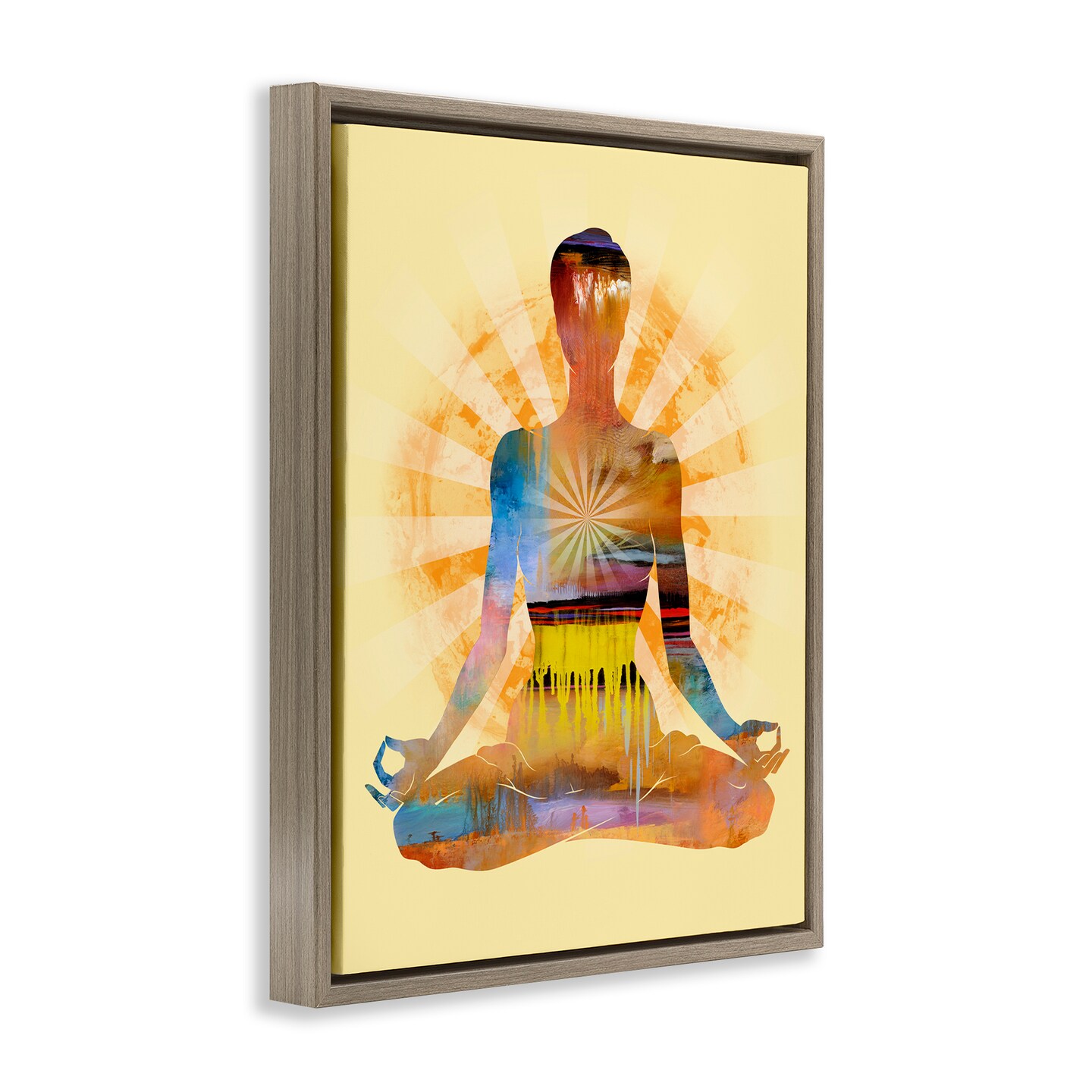 Stupell Industries Mindful Meditation Pose Framed Floater Canvas Wall Art Design by Tim Parker