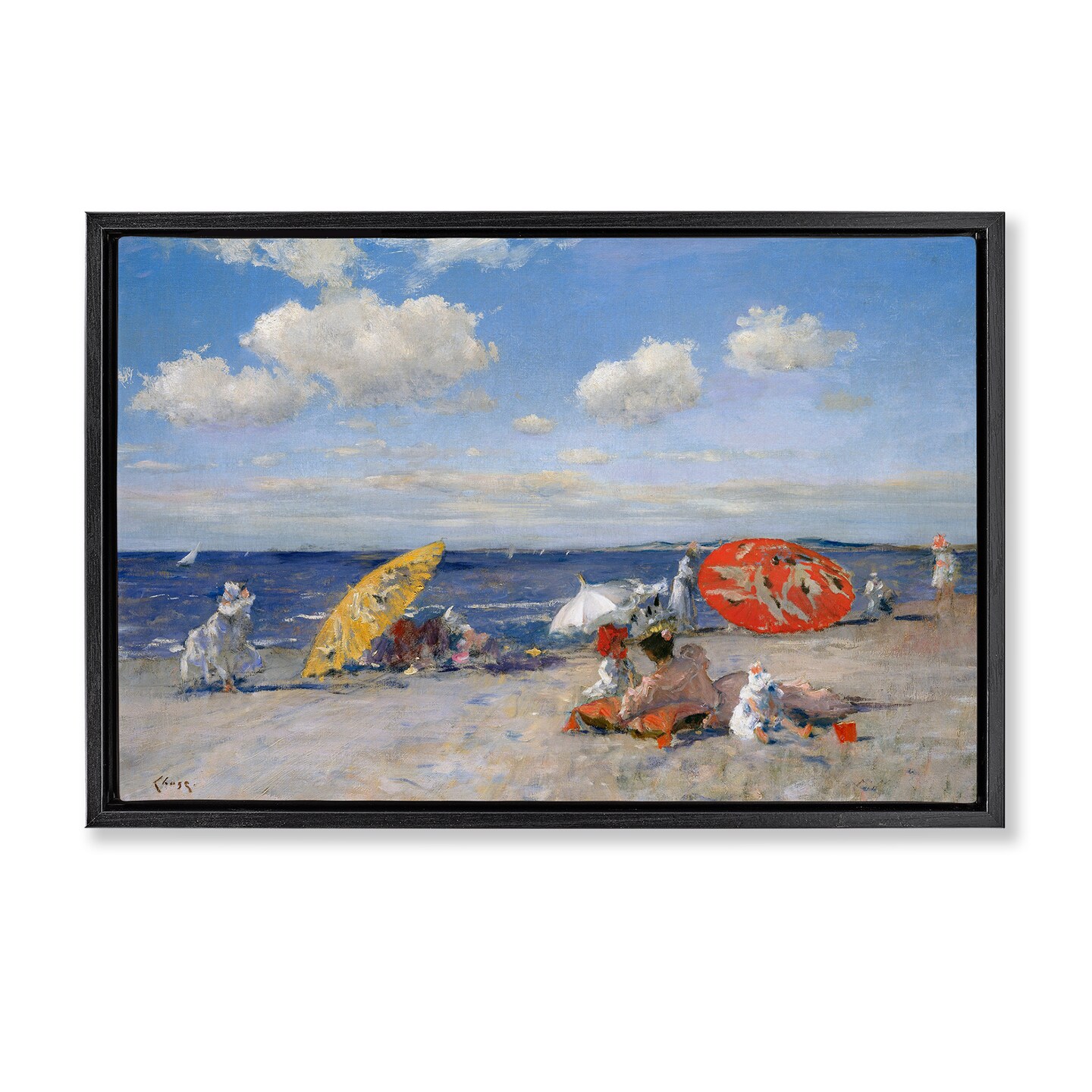 Stupell Industries Classic Beachgoers Scene Framed Floater Canvas Wall Art Design by William Merit Chase