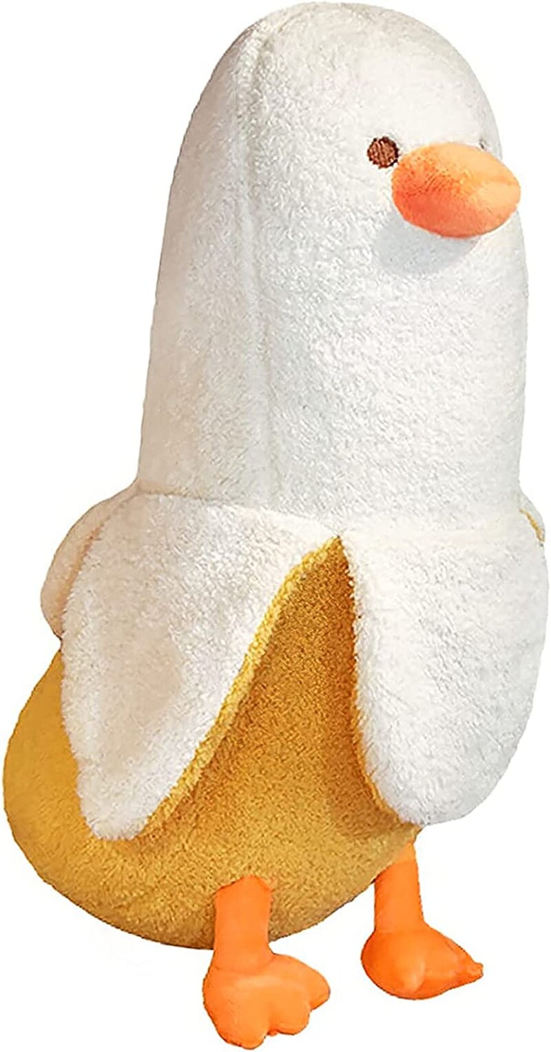 Banana Duck Plush Toy Cute Plushie Hugging Plush Pillow Duck Stuffed Animal for Girls and Boys White 35.4&#x22;