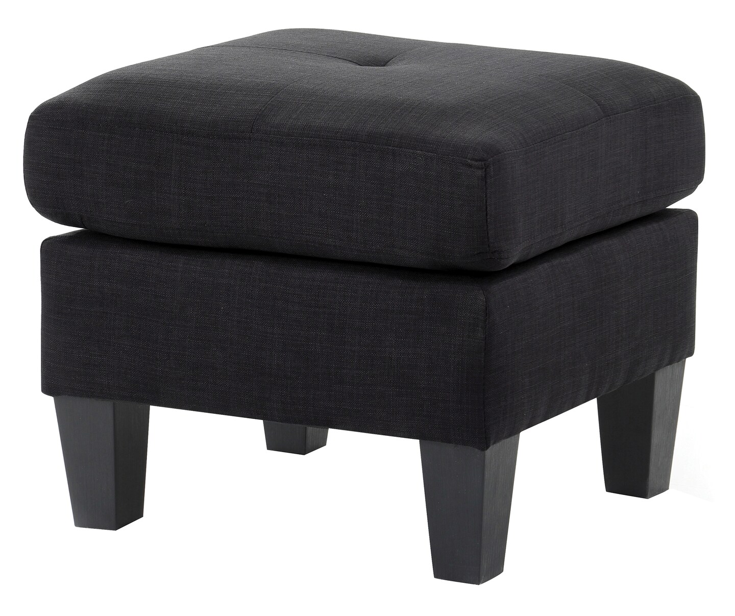 Contemporary Home Living Twill Upholstered Tufted Ottoman - 23&#x22; - Black