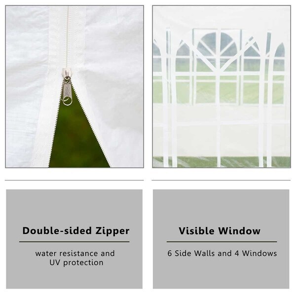 10 x 10 Feet White Heavy Duty Party Wedding Canopy Tent with 2 Zipper Doorway
