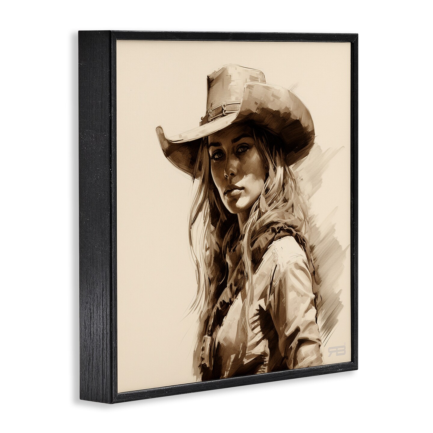 Stupell Industries Western Cowgirl Gaze Framed Giclee Wall Art Design by RB