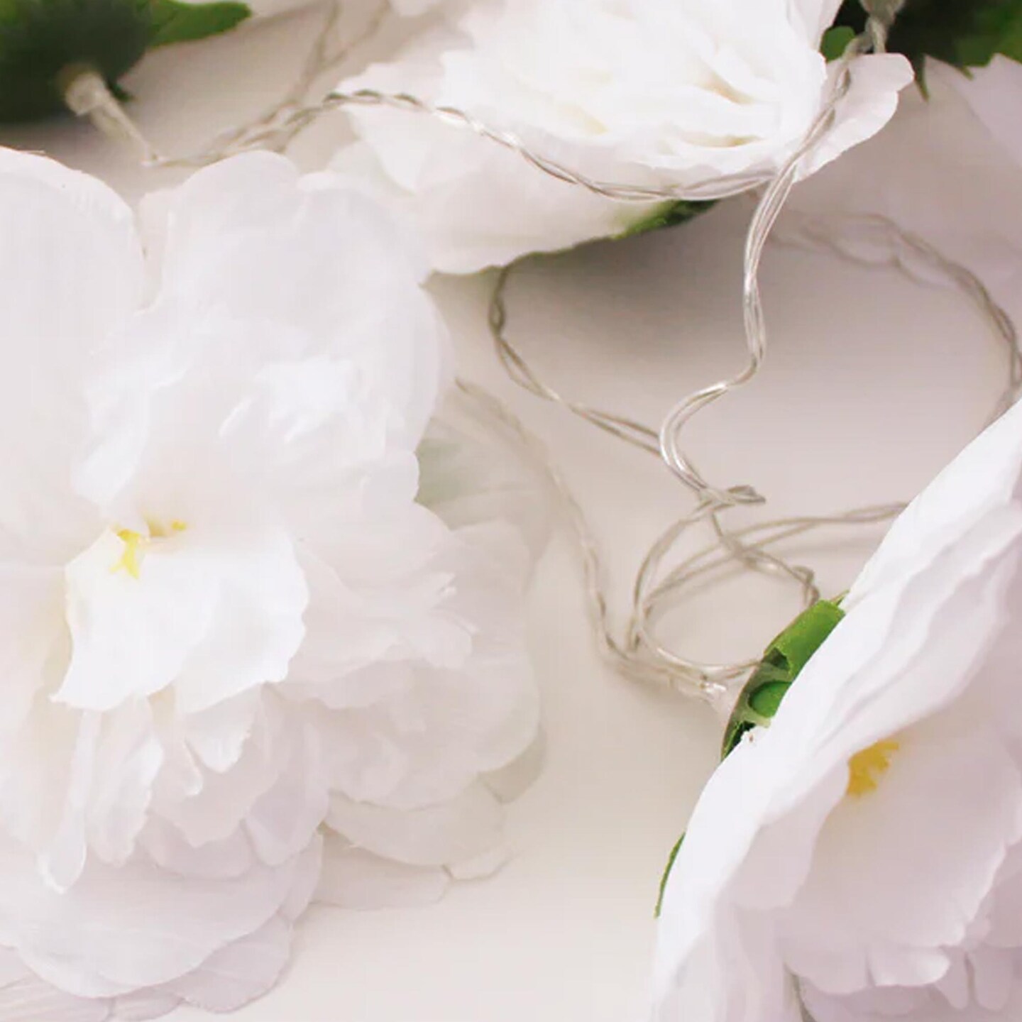 8 LED Large White Flower String Lights Warm White