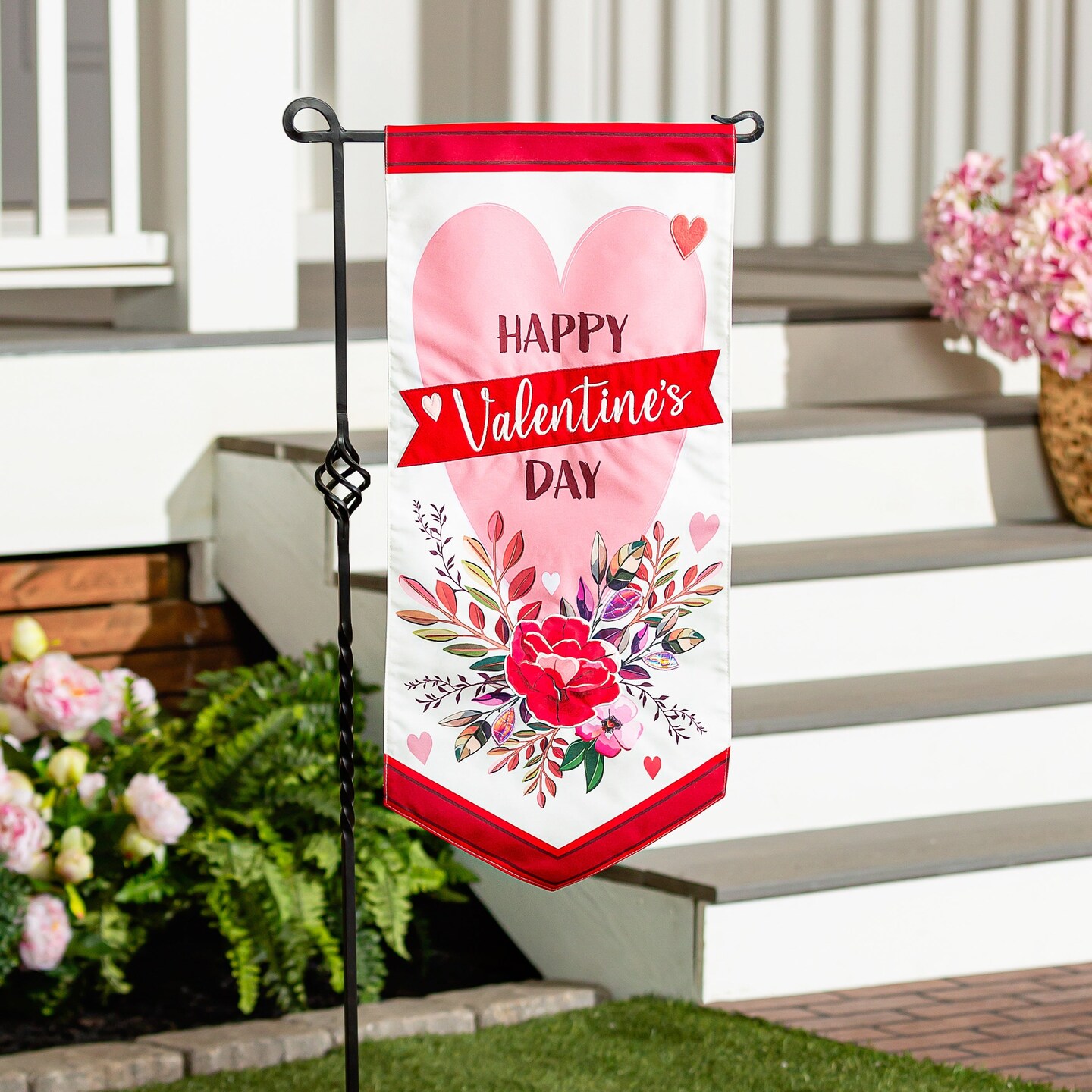 Happy Valentines Day Heart Long Garden Flag 2 Sided