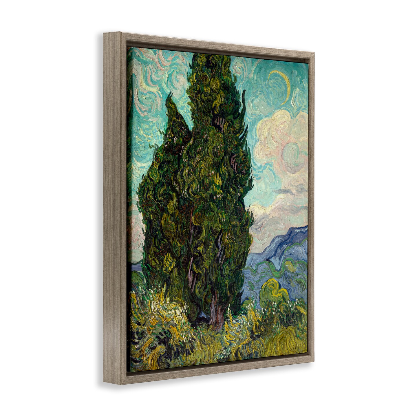 Stupell Industries Van Gogh Cypress Landscape Framed Floater Canvas Wall Art Design by one1000paintings