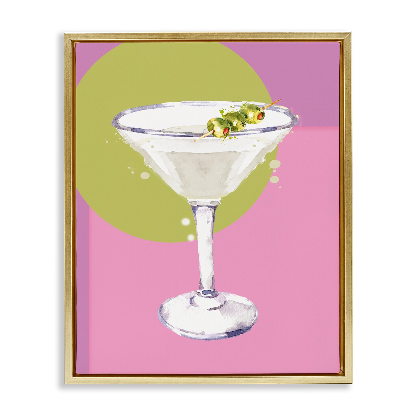 Stupell Industries Olive Martini Cocktail Framed Floater Canvas Wall Art Design by Susan Jill
