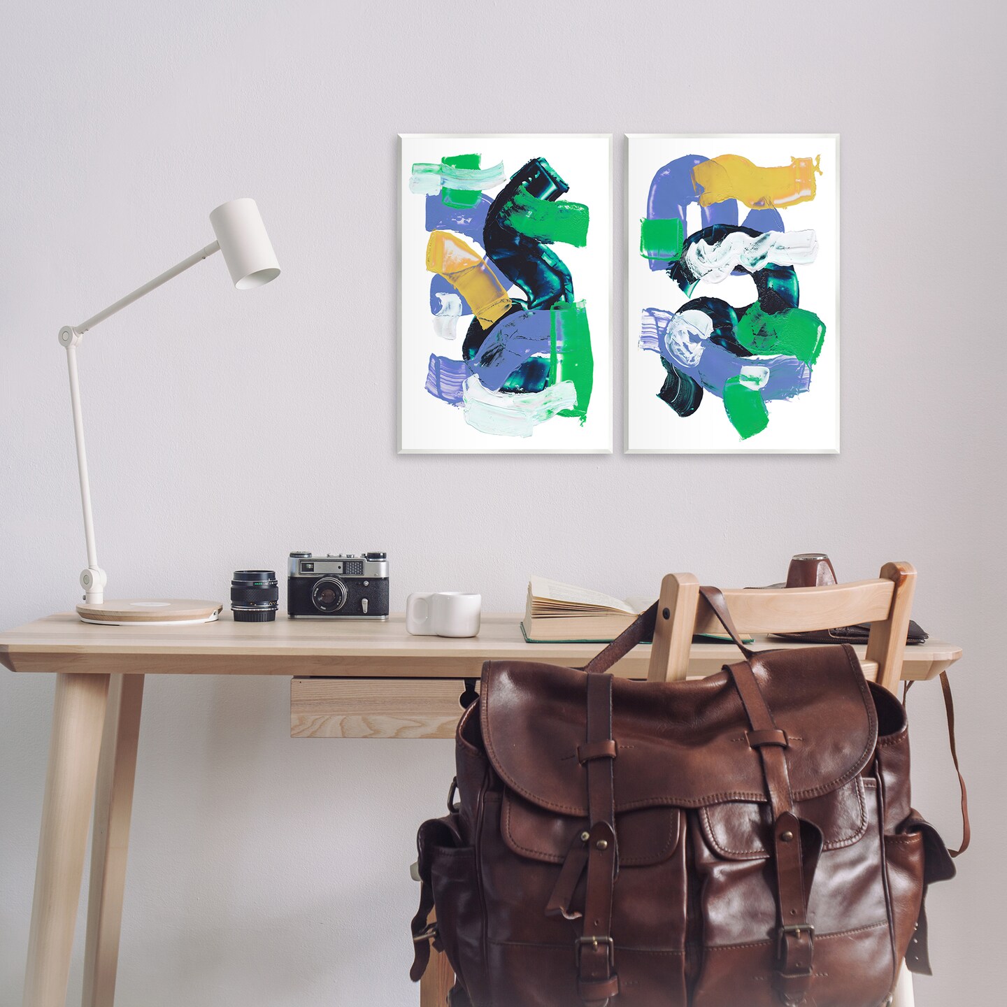 Stupell Industries Vibrant Abstract Tubes 2 pc Wall Plaque Art Set Design by Melissa Wang