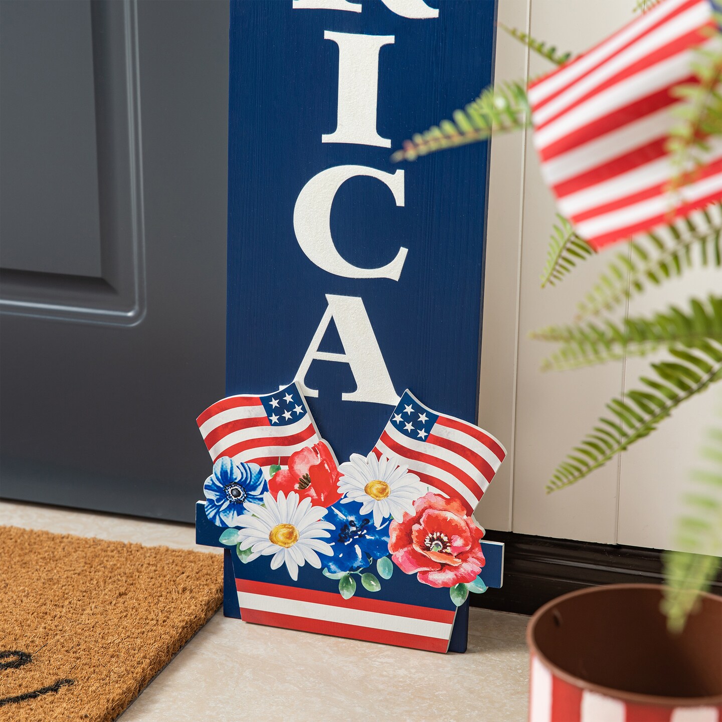 42&#x22;H Patriotic/ Americana Wooden AMERICA Porch Decor