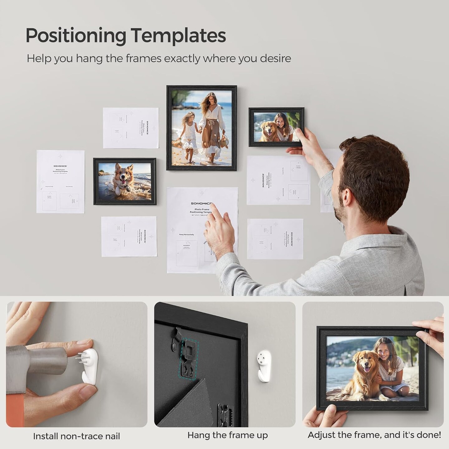 SONGMICS Picture Frames With 10 Mats, Set Of 7, Photo Frames With One