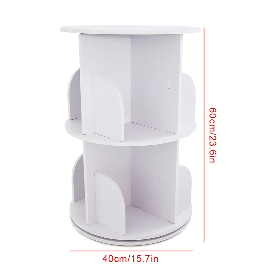 Rotating Bookshelf 360 Display 2 Tier Floor Standing Bookcase Storage Rack