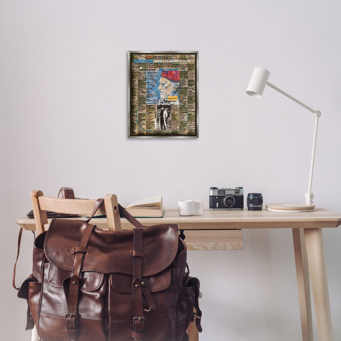 Stupell Industries Willie Nelson Collage Framed Floater Canvas Wall Art Design by Sabin